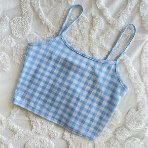 Blue Plaid Crop Top